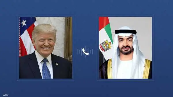 محمد بن زايد يبحث هاتفيا مع ترامب “الاعتداءات الإيرانية”