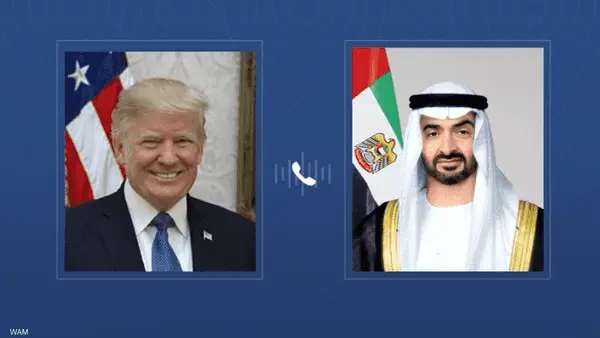 رئيس دولة الإمارات والرئيس الأمريكى يبحثان التطورات التي تشهدها المنطقة