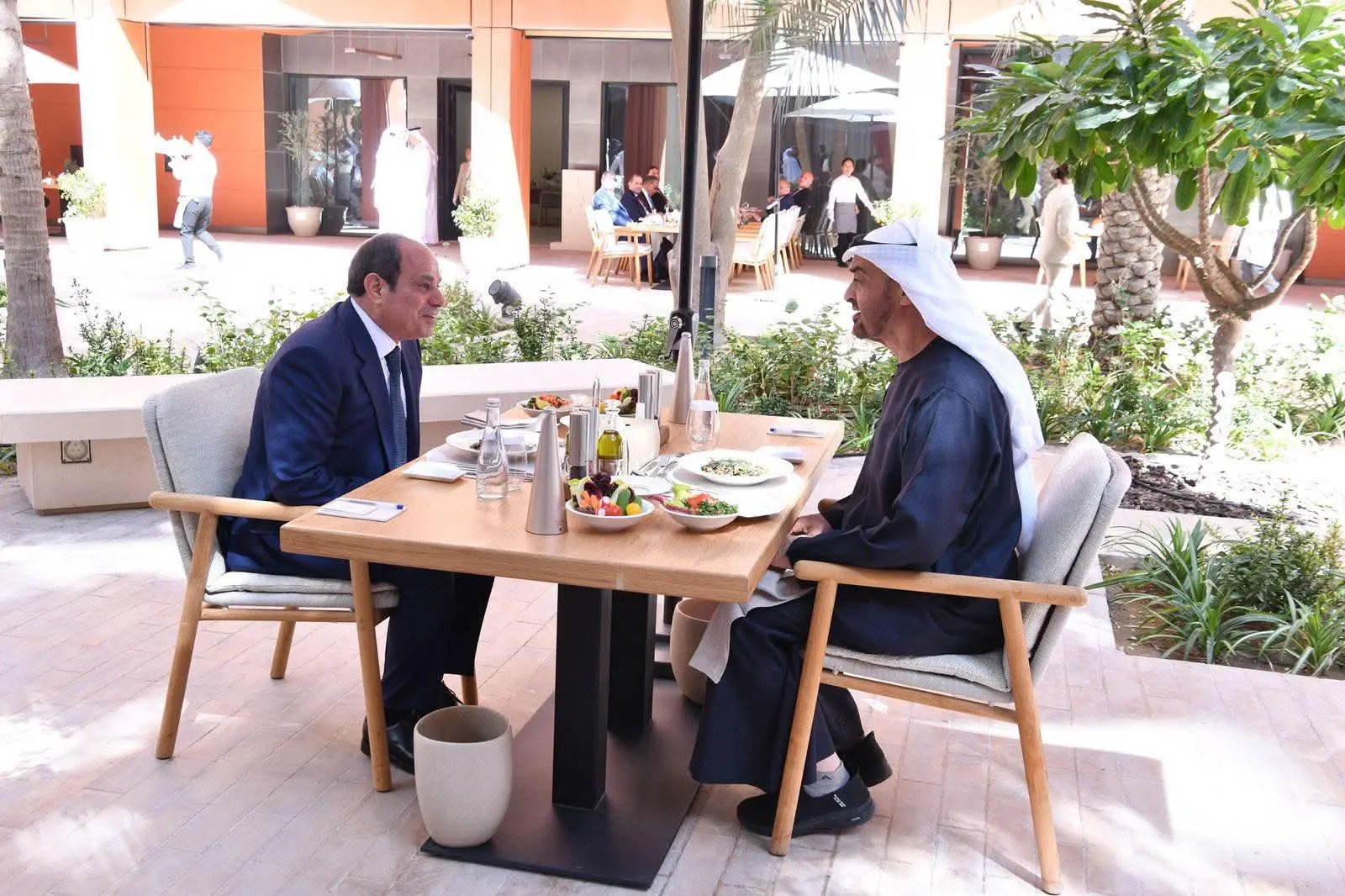 قمة الرئيس والشيخ محمد بن زايد تؤكد على أهمية التضامن العربى وتسوية أزمات المنطقة سلميا