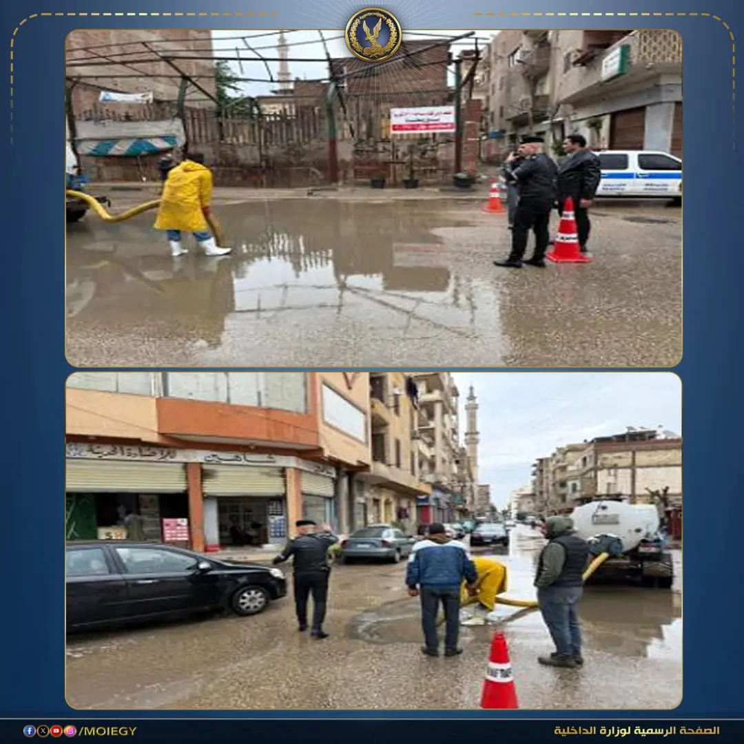 رجال الداخلية فى الشوارع لمساعدة المواطنين فى مواجهة التقلبات الجوية - 1000280091
