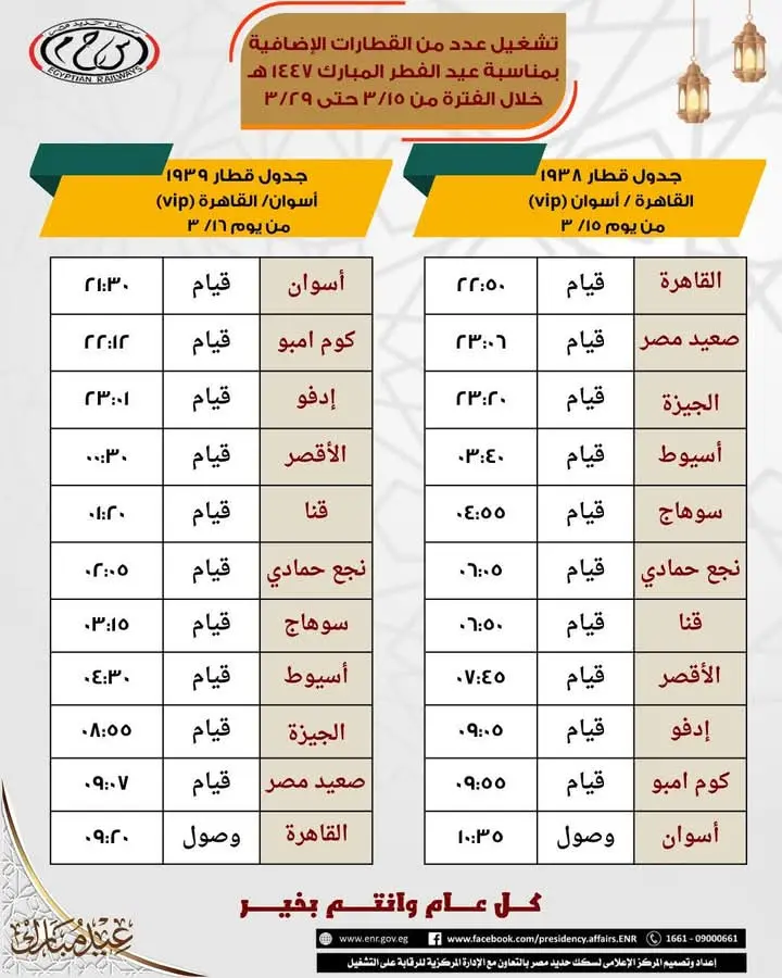 تشغيل عدد من القطارات الإضافية خلال أيام عطلة عيد الفطر.. اعرف المواعيد