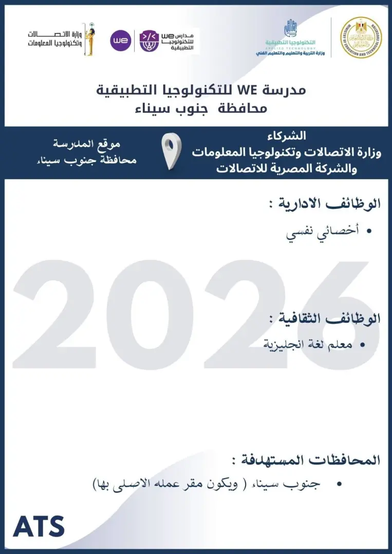 التعليم تعلن فتح باب التقديم لوظائف مدارس التكنولوجيا التطبيقية 2026.. الشروط ورابط التسجيل - 1000573063