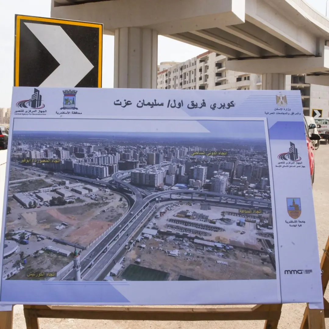 وزيرة التنمية المحلية والبيئة ومحافظ الإسكندرية يتفقدان كوبري الفريق أول سليمان عزت - 1000598458