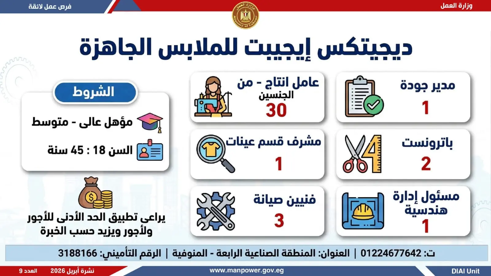 وظائف وزارة العمل.. التفاصيل الكاملة لطرح 1820 فرصة عمل في 12 محافظة - 1000605008