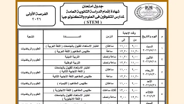 "صادم وغير منصف".. جدول امتحانات مدارس المتفوقين STEM يشعل غضب أولياء الأمور ومطالبات بتدخل الوزير - 1000614483