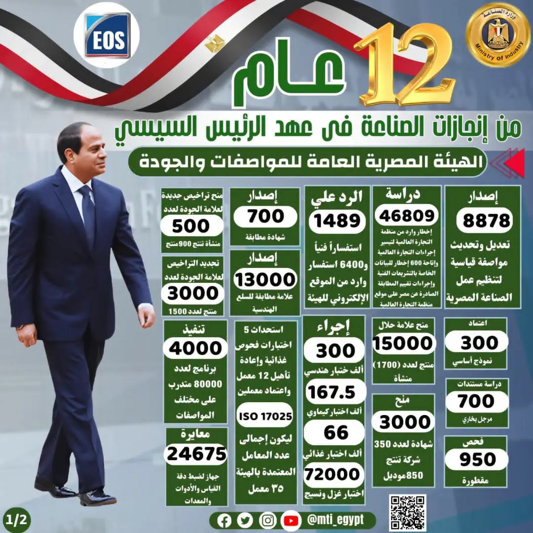 الرئيس السيسي و12 عامًا من الإنجازات.. طفرة غير مسبوقة في قطاع الصناعة - 1000730512