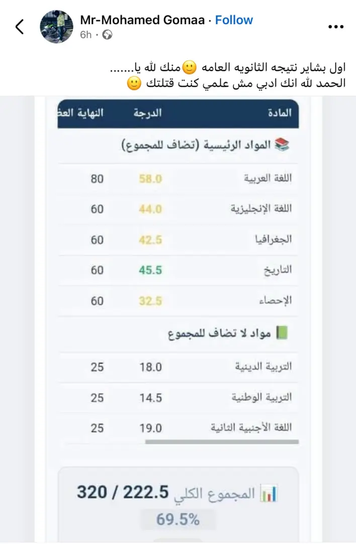 ​أثارت أنباء تداولتها بعض الصفحات والمجموعات عبر منصات التواصل الاجتماعي، وخاصة "فيسبوك"، حالة واسعة من الجدل بين طلاب الثانوية العامة وأولياء أمورهم، بعد ادعاءات حول تسريب نتيجة الثانوية العامة 2026 في صيغة ملفات PDF وكشوف إكسيل (Excel) قبل اعتمادها الرسمي.