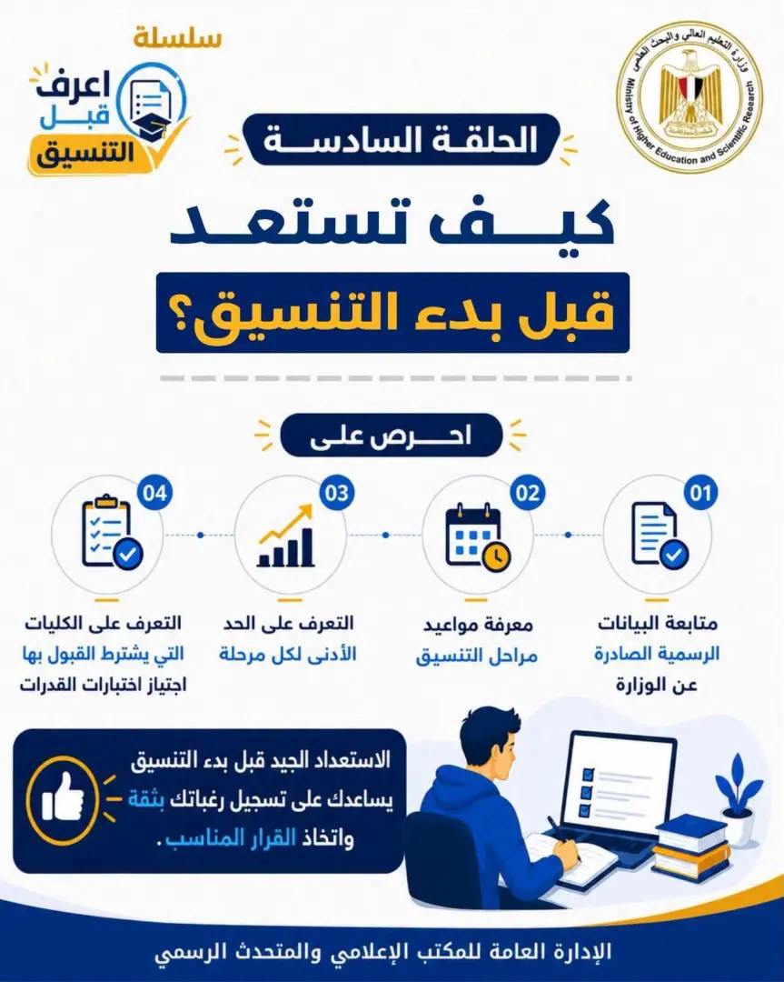 قبل تسجيل الرغبات.. التعليم العالي تكشف أسرار التنسيق الإلكتروني