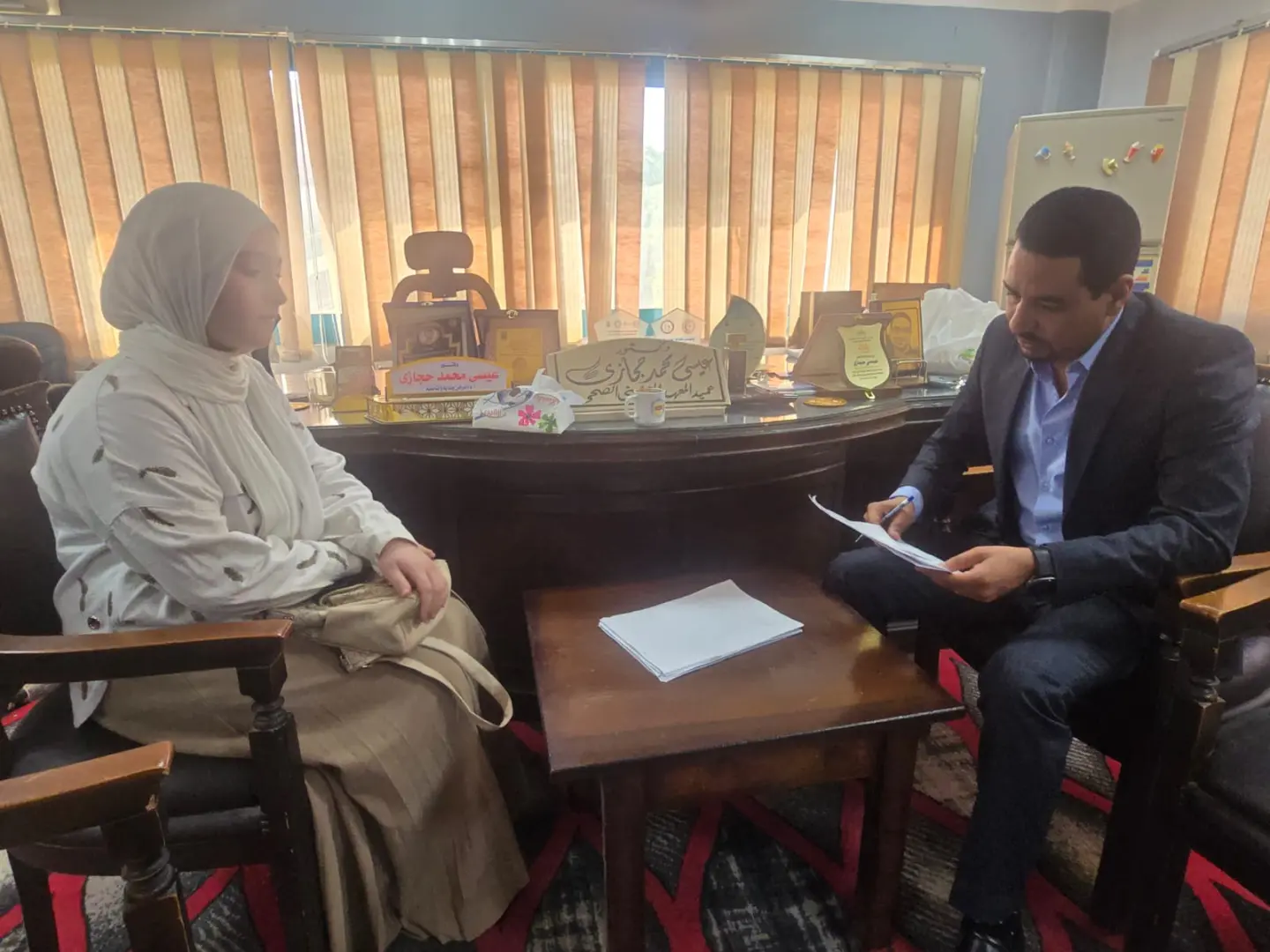 إجراء المقابلات الشخصية للمتقدمين للالتحاق بالمعهد الفني الصحي بجامعة قنا