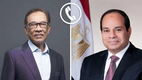 الرئيس السيسي يتلقى اتصالا هاتفيا من رئيس وزراء ماليزيا