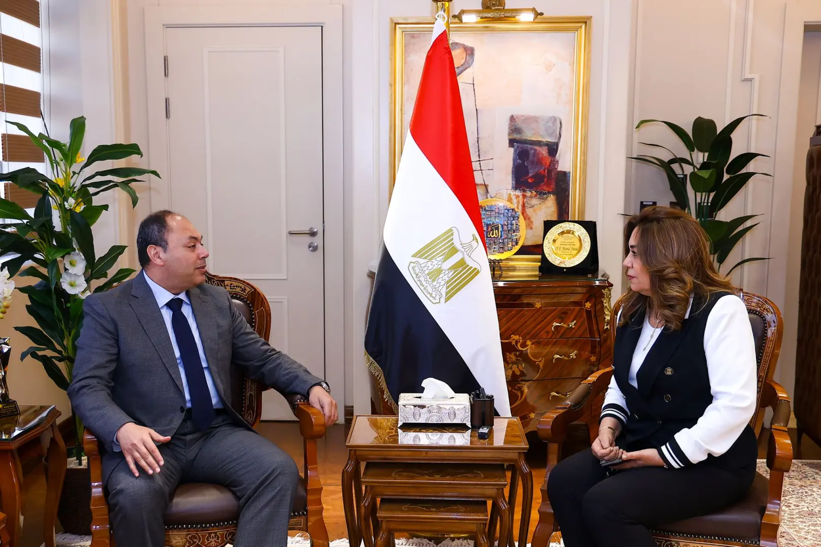 وزيرة التنمية المحلية والبيئة تتابع مع رئيس هيئة تنمية الصعيد المشروعات التنموية الجارية