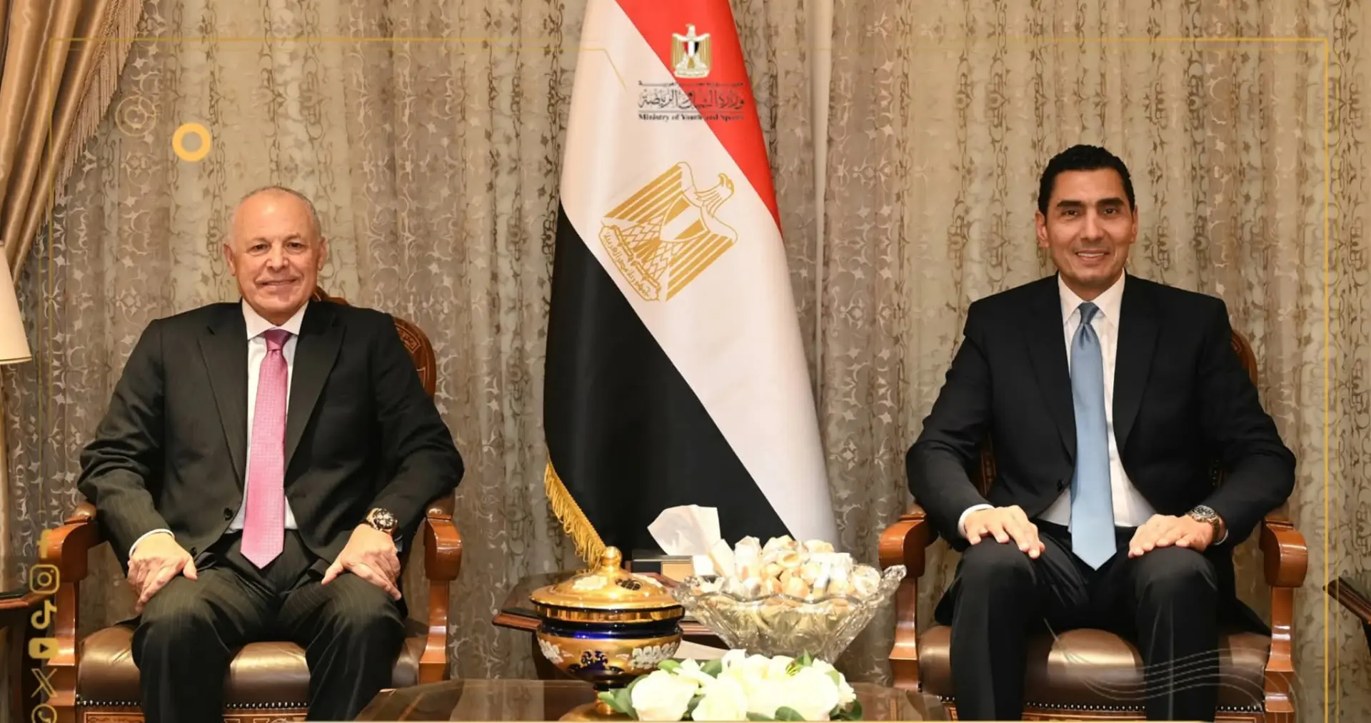 وزير الشباب والرياضة يستقبل رئيس الاتحاد المصري لكرة القدم