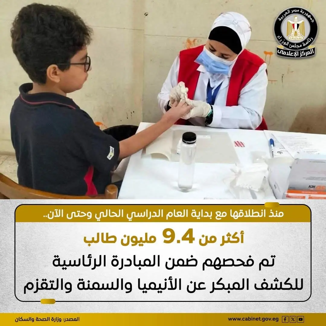 استئناف العمل بالمبادرة الرئاسية للكشف المبكر عن أمراض الأنيميا والسمنة بالمدارس