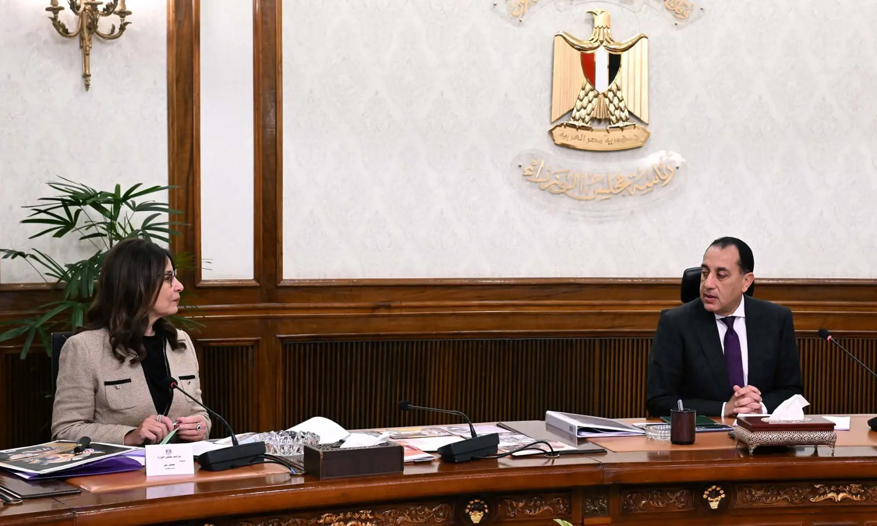 رئيس الوزراء يستعرض مع وزيرة الثقافة محاور العمل خلال المرحلة المقبلة