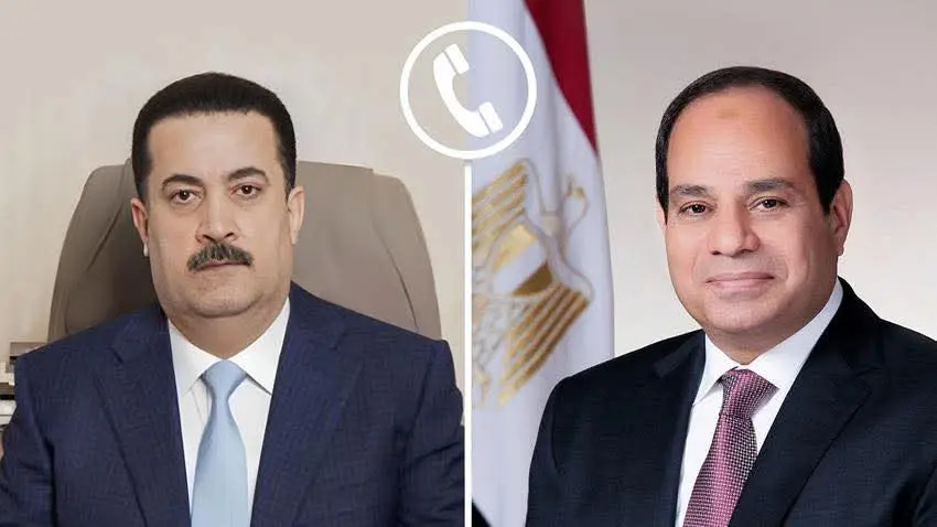 الرئيس السيسي يجري اتصالًا هاتفيًا برئيس وزراء العراق ويؤكد دعم أمن واستقرار المنطقة