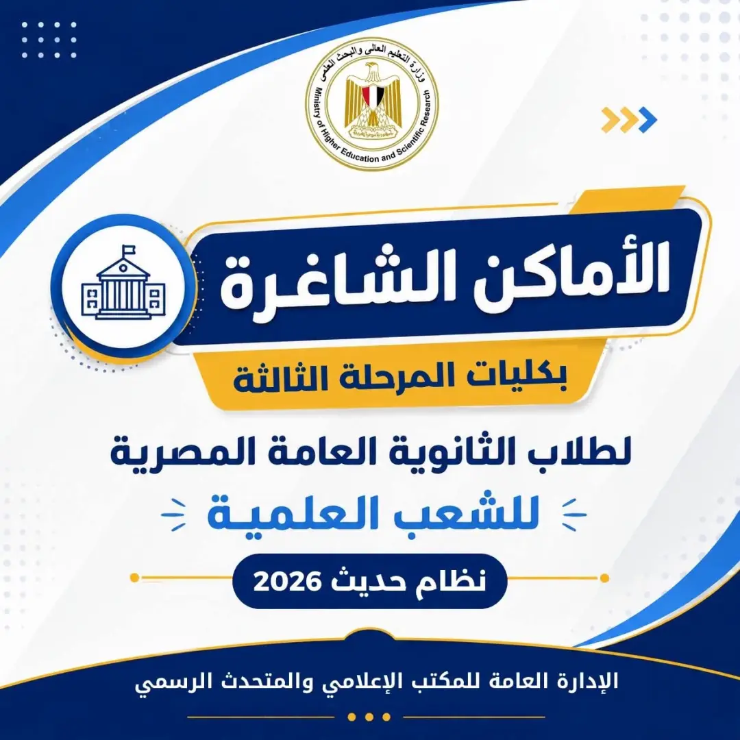 الأماكن الشاغرة بالمرحلة الثالثة لتنسيق الجامعات 2026 لطلاب الشعب العلمية.. القائمة كاملة