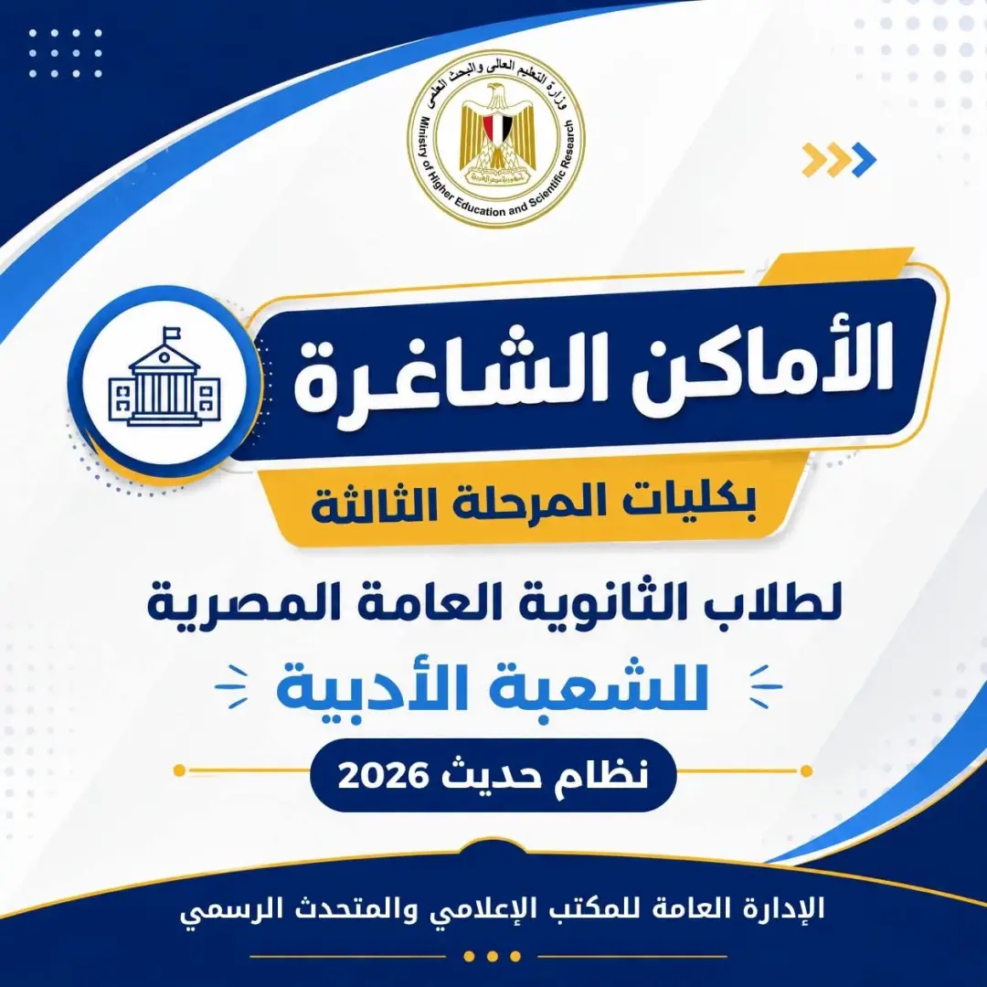 طلاب أدبي بالنظام الحديث.. تعرف على الأماكن الشاغرة في المرحلة الثالثة لتنسيق 2026