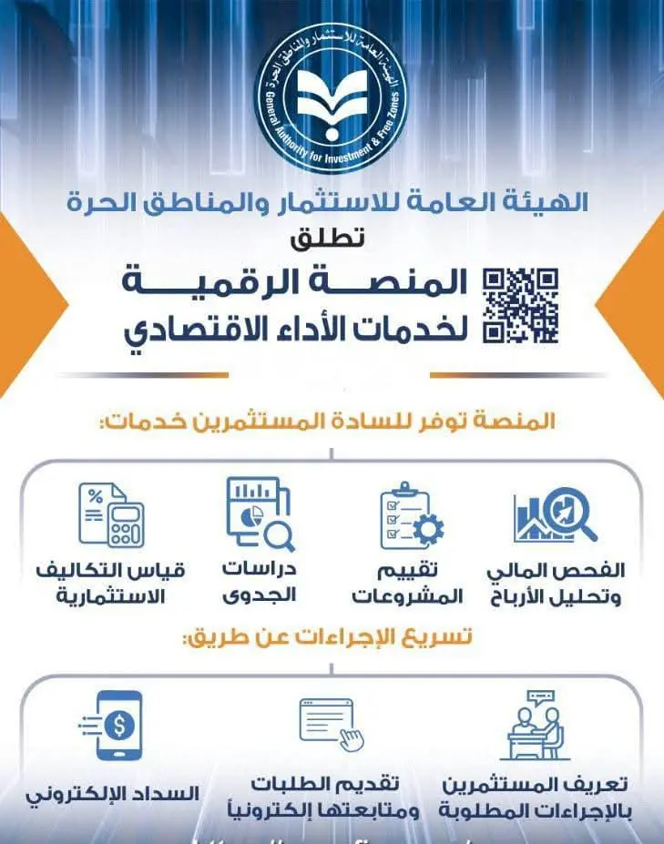 الهيئة العامة للاستثمار: إطلاق المنصة الرقمية لخدمات قطاع الأداء الاقتصادي