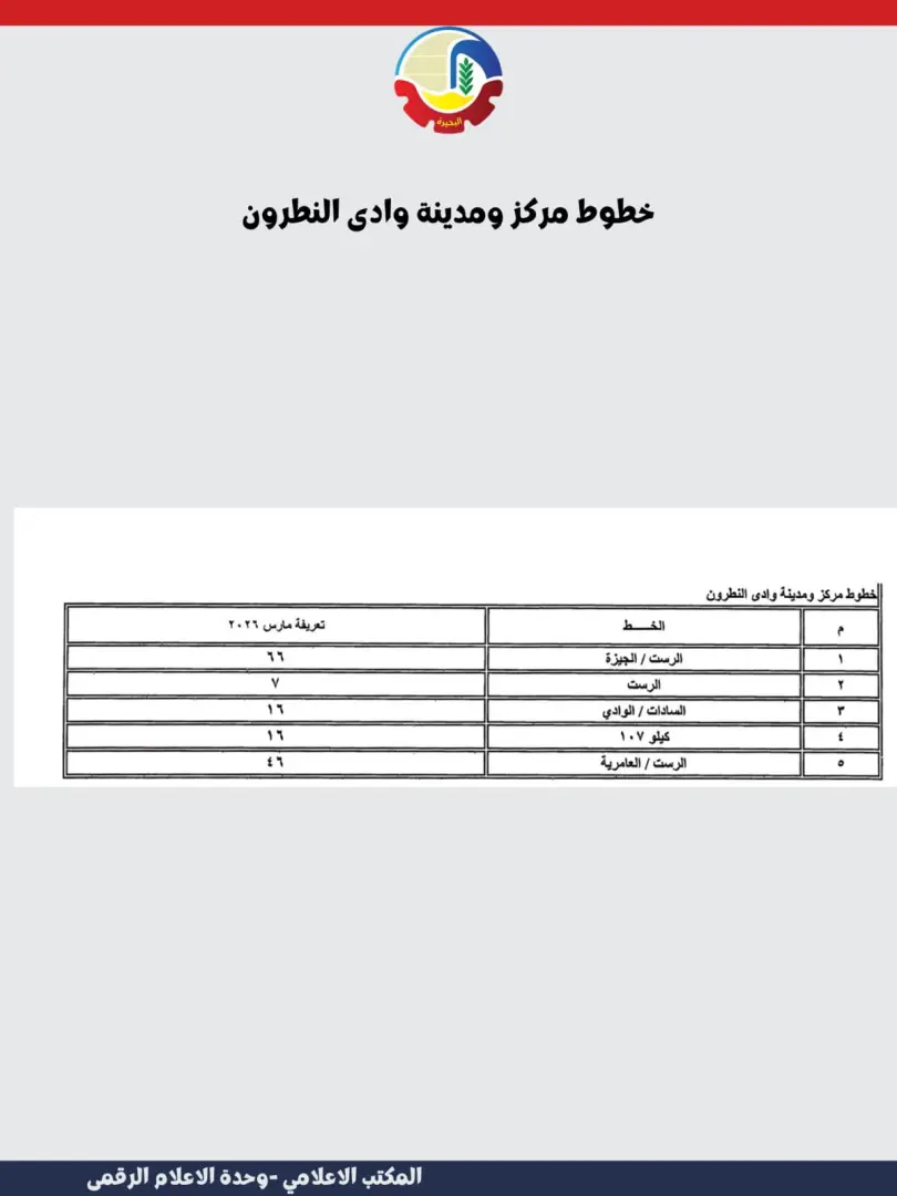ننشر تعريفة الأجرة الجديدة بمدن وقرى محافظة البحيرة - img 20260310 wa0023
