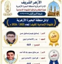 فرحة التفوق.. أسماء أوائل الشهادة الإعدادية الأزهرية بالبحيرة