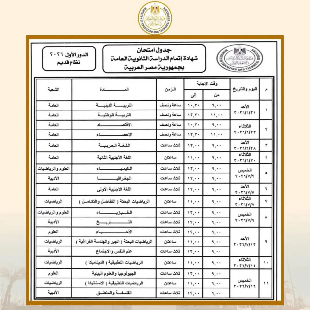 استعدادات مكثفة لانطلاق امتحانات الثانوية العامة بالبحيرة.. 113 لجنة تستقبل 48 ألف طالب - img 20260615 wa0056