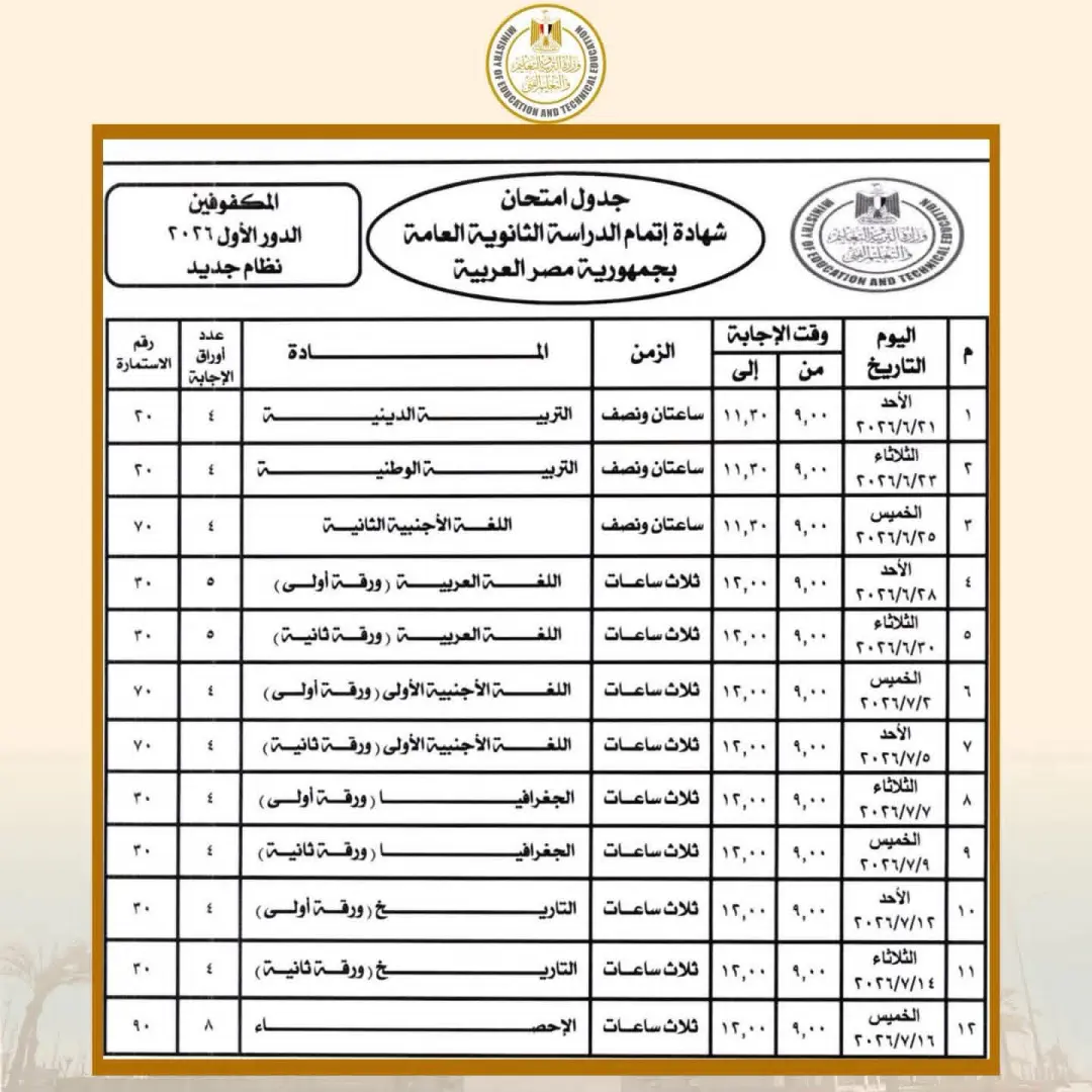 استعدادات مكثفة لانطلاق امتحانات الثانوية العامة بالبحيرة.. 113 لجنة تستقبل 48 ألف طالب - img 20260615 wa0057