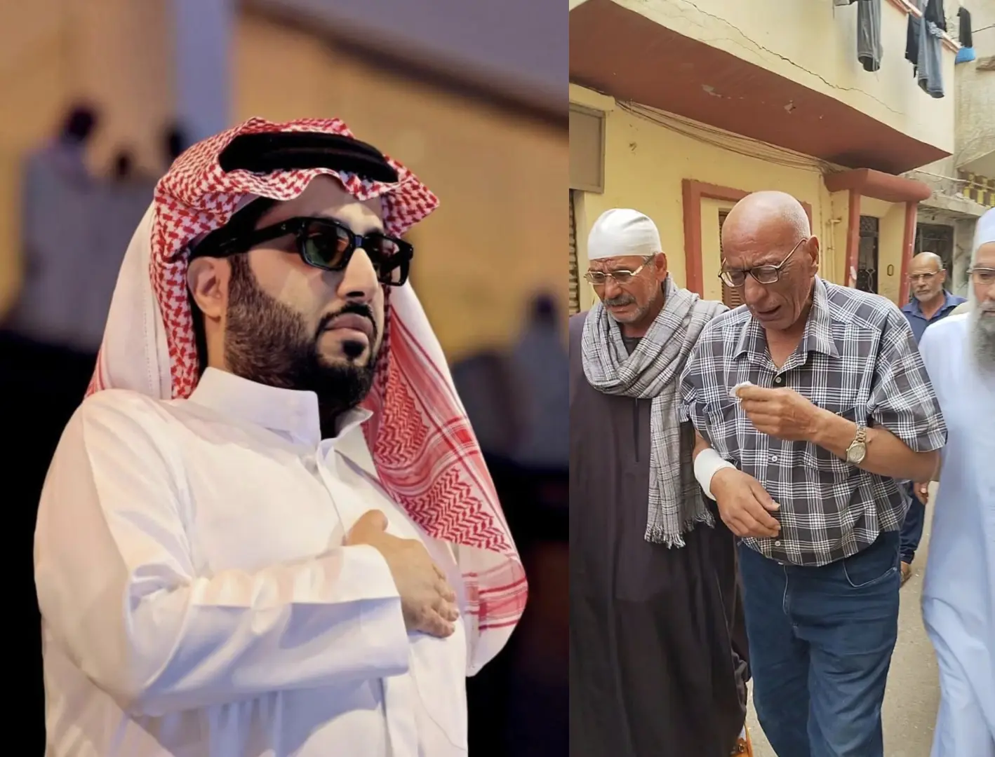 تركي آل الشيخ يواسي والد المضيفة عزة رمزي: اعتبرني ابنك من اليوم ولك حق الأب على ابنه