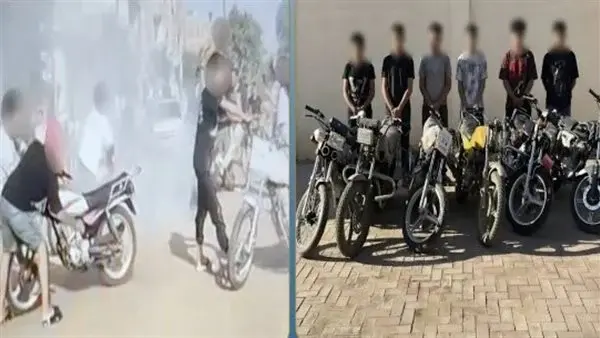 ضبط 6 أشخاص لقيادتهم دراجات نارية بدون لوحات وارتكاب حركات استعراضية بالمنوفية