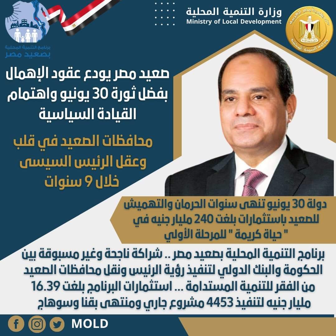 إنجازات 30 يونيو المجيدة أنهت معاناة أهالينا