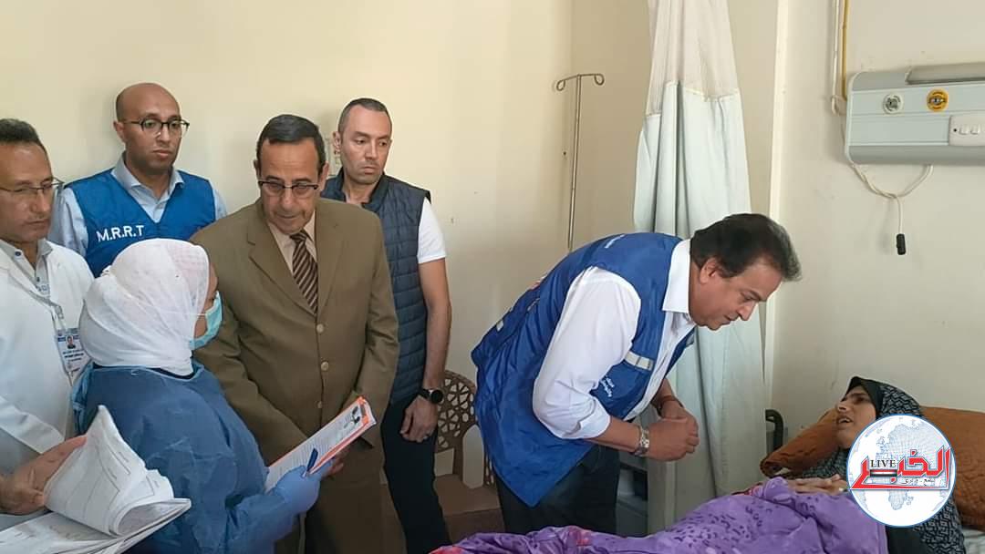 وزير الصحة ومحافظ شمال سيناء يزوران مصابى غزة بمستشفى بئر العبد النموذجى