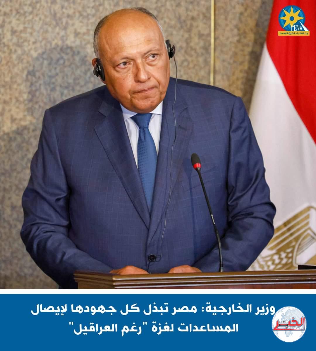 وزير الخارجية: مصر تبذل كل جهودها لإيصال المساعدات لغزة رغم العراقيل