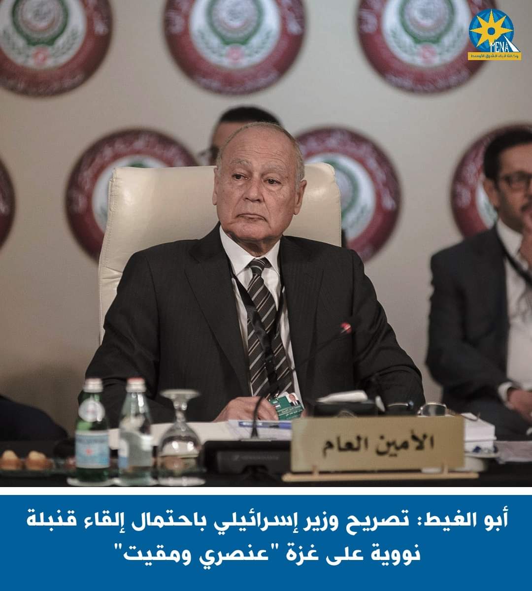 أبو الغيط : ‏تصريح وزير إسرائيلي بإلقاء قنبلة نووية على غزة "عنصرى ومقيت"
