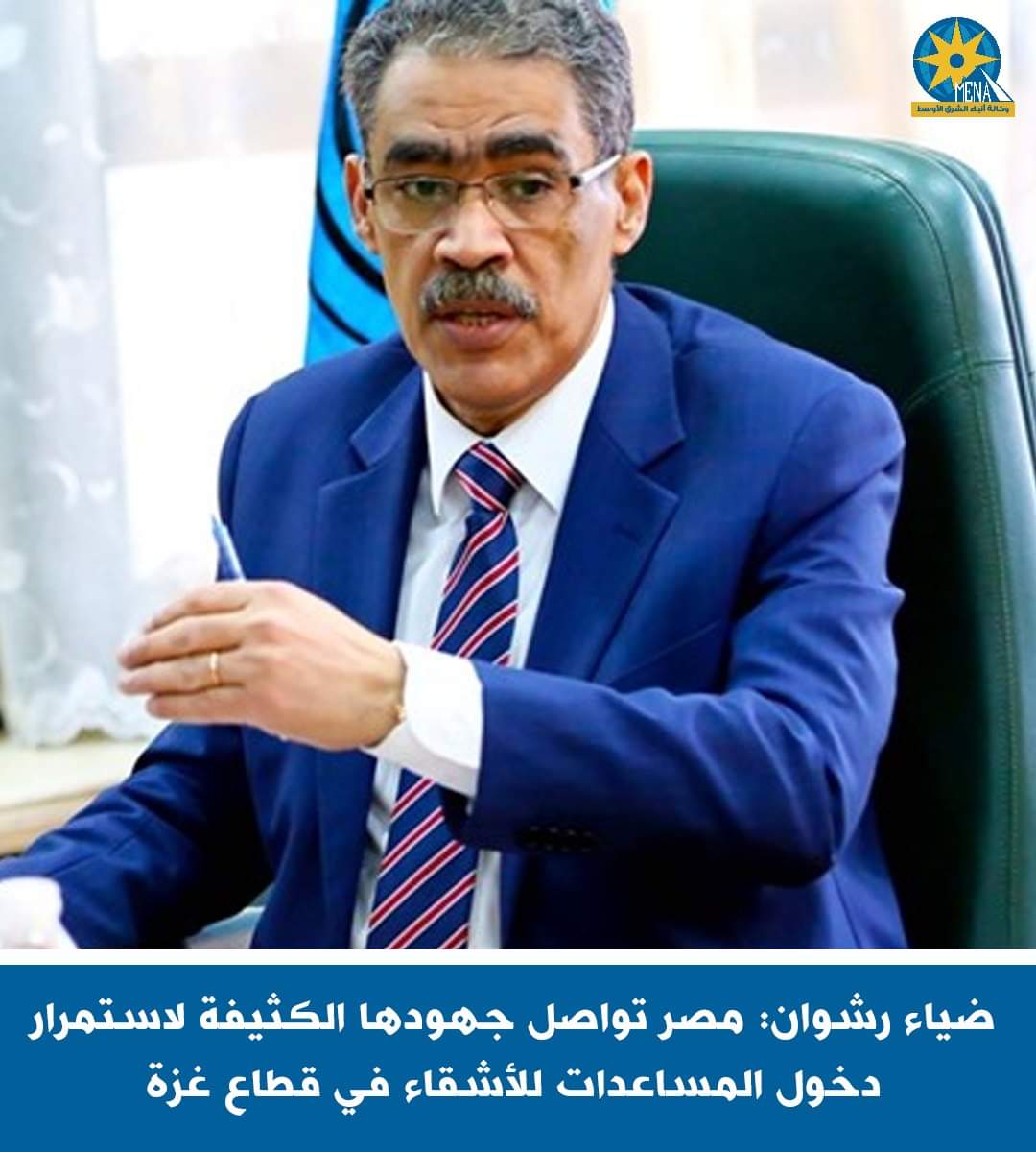 ضياء رشوان : مصر تواصل جهودها لاستمرار دخول المساعدات الإنسانية والإغاثية للأشقاء فى غزة