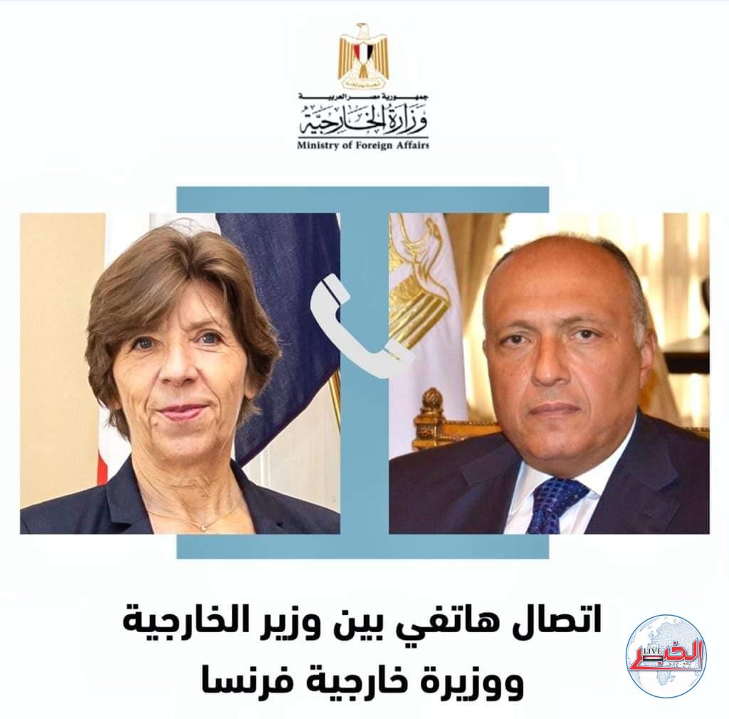وزير الخارجية يبحث مع نظيره الفرنسى تطورات أزمة قطاع غزة 