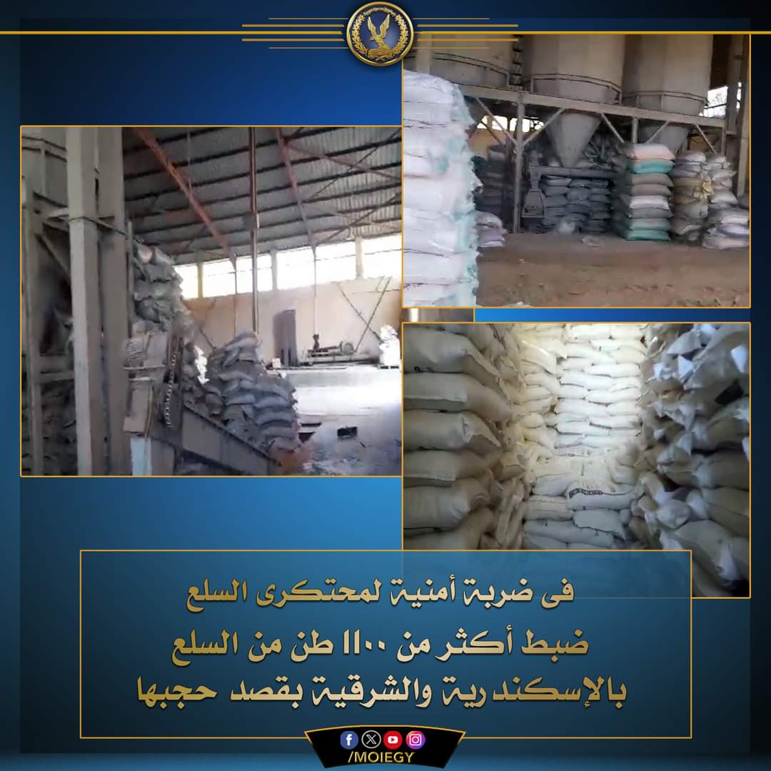 ضبط 10 آلاف طن أغذية وسلع بالإسكندرية والشرقية بقصد حجبها - الخبر لايف