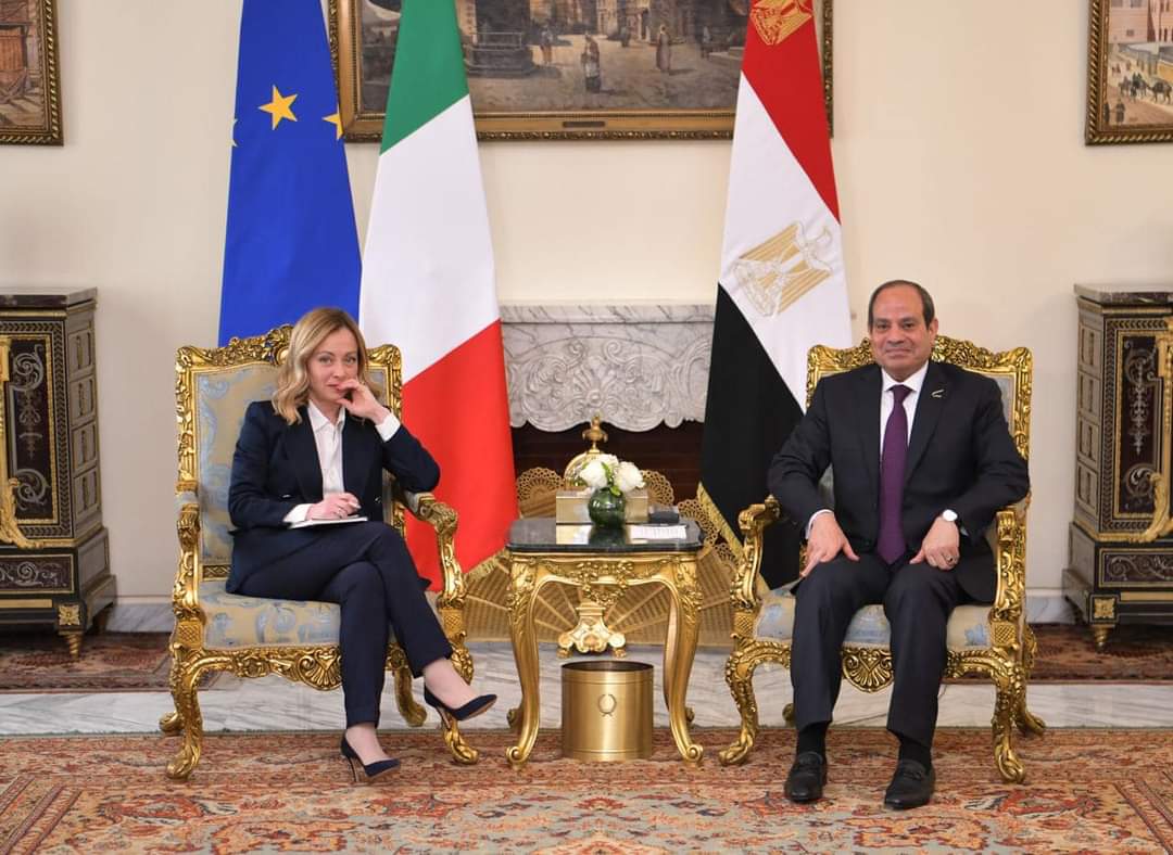السيسى ورئيسة وزراء إيطاليا يبحثان التعاون الثنائى وتطورات الأوضاع فى قطاع غزة