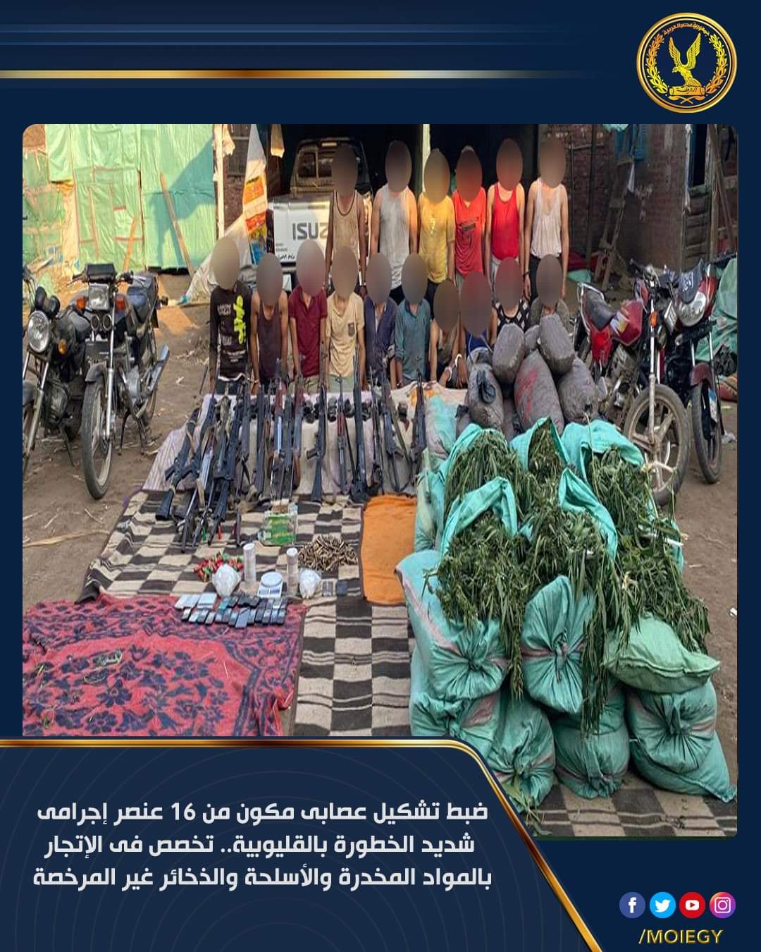 16 عنصرا إجراميا شديد الخطورة.. بمزرعة دواجن بالقليوبية