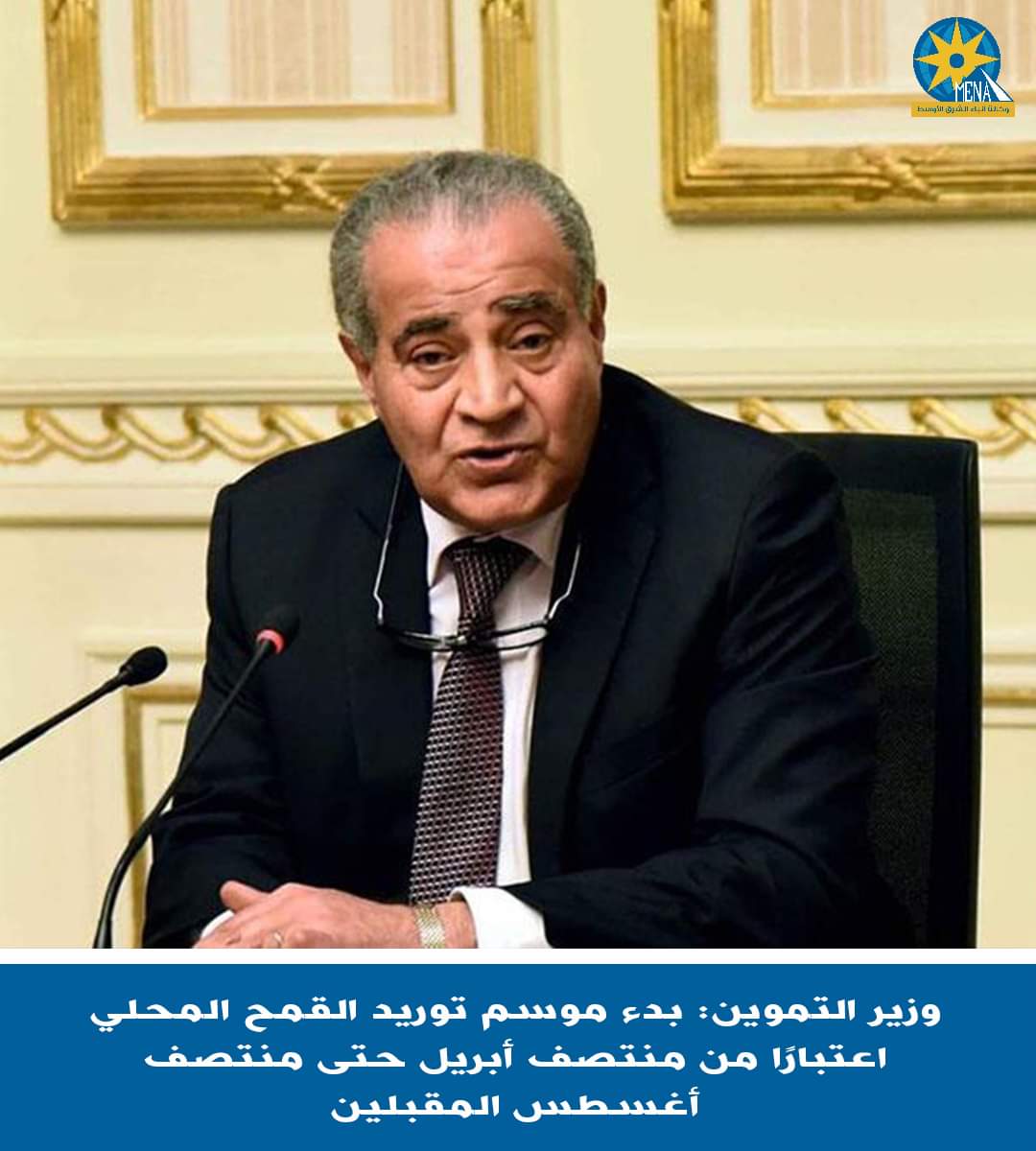 وزير التموين: بدء موسم توريد القمح المحلى من منتصف أبريل حتى 15 أغسطس