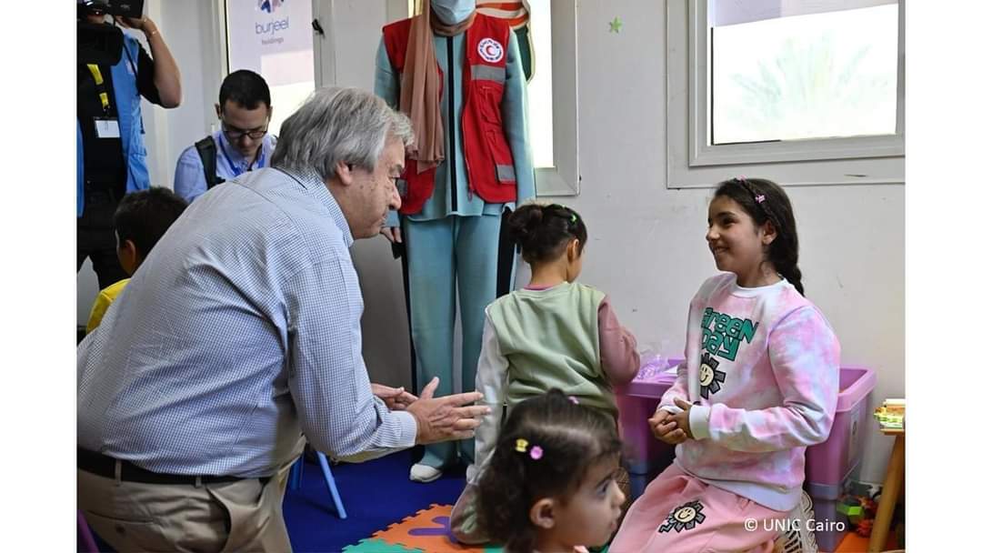 أمين الأمم المتحدة يدعو من العريش لسرعة وقف إطلاق النار فى غزة