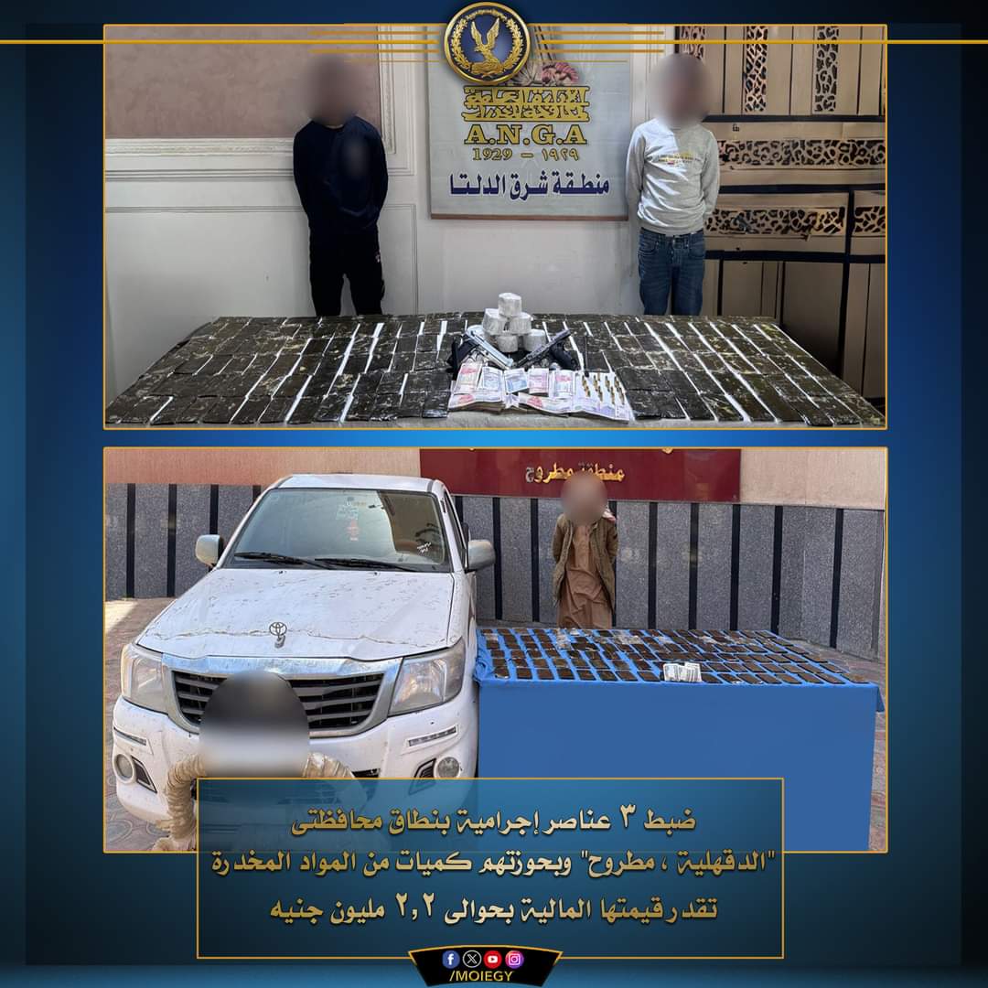 ضبط عناصر إجرامية بمطروح والدقهلية