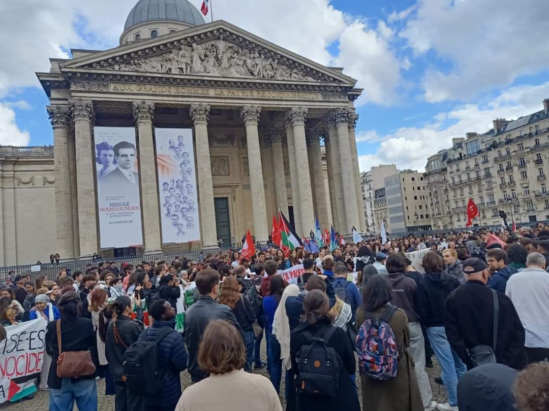 وقفة تضامنية مع فلسطين في محيط جامعة السوربون بفرنسا