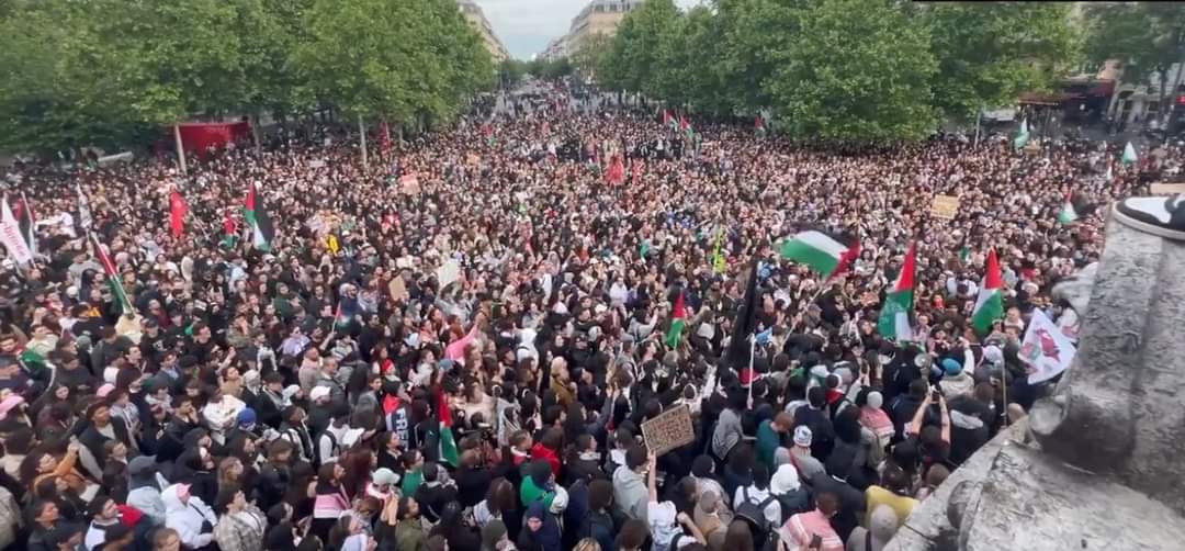 مظاهرات وسط باريس احتجاجا على القصف الإسرائيلى لرفح الفلسطينية