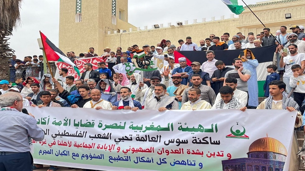 تظاهرات حاشدة فى 56 مدينة مغربية نصرة لفلسطين