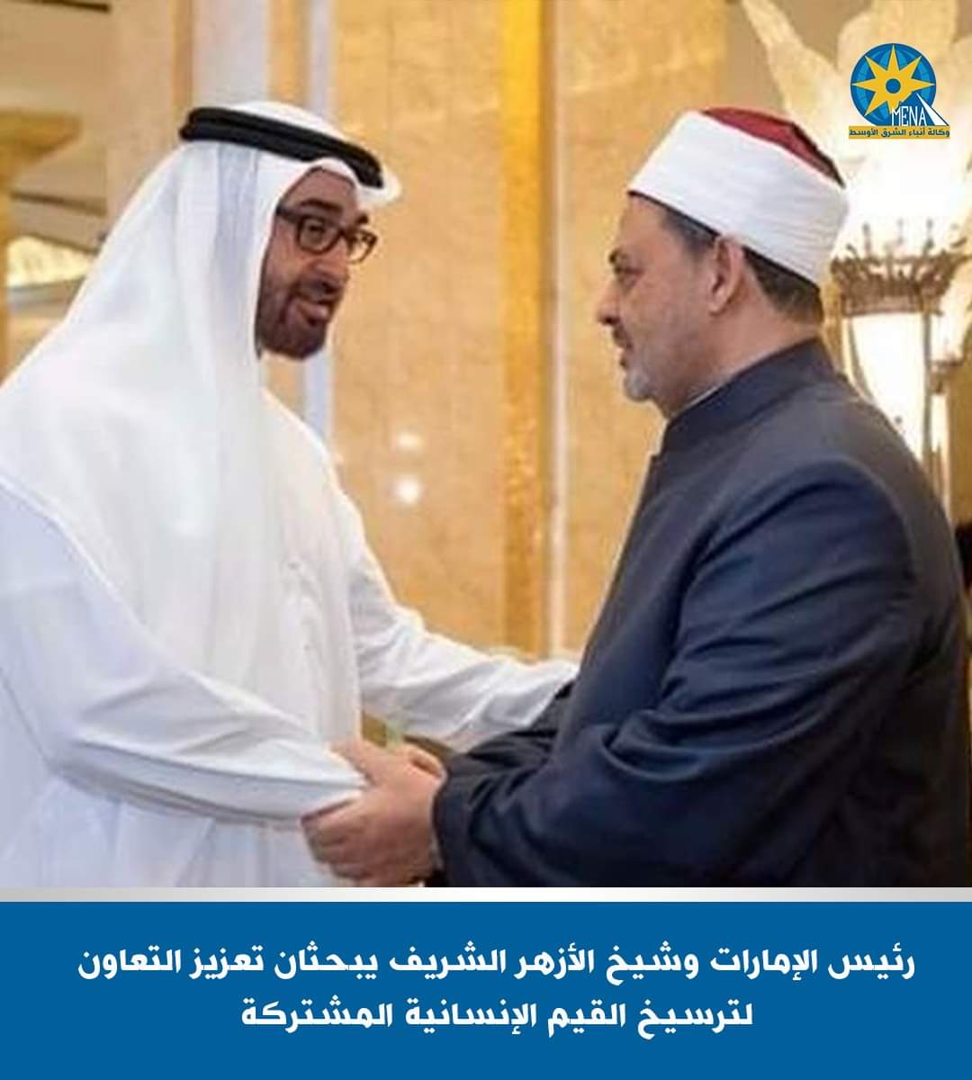الرئيس الإماراتى يبحث مع الإمام الأكبر ترسيخ القيم الإنسانية المشتركة
