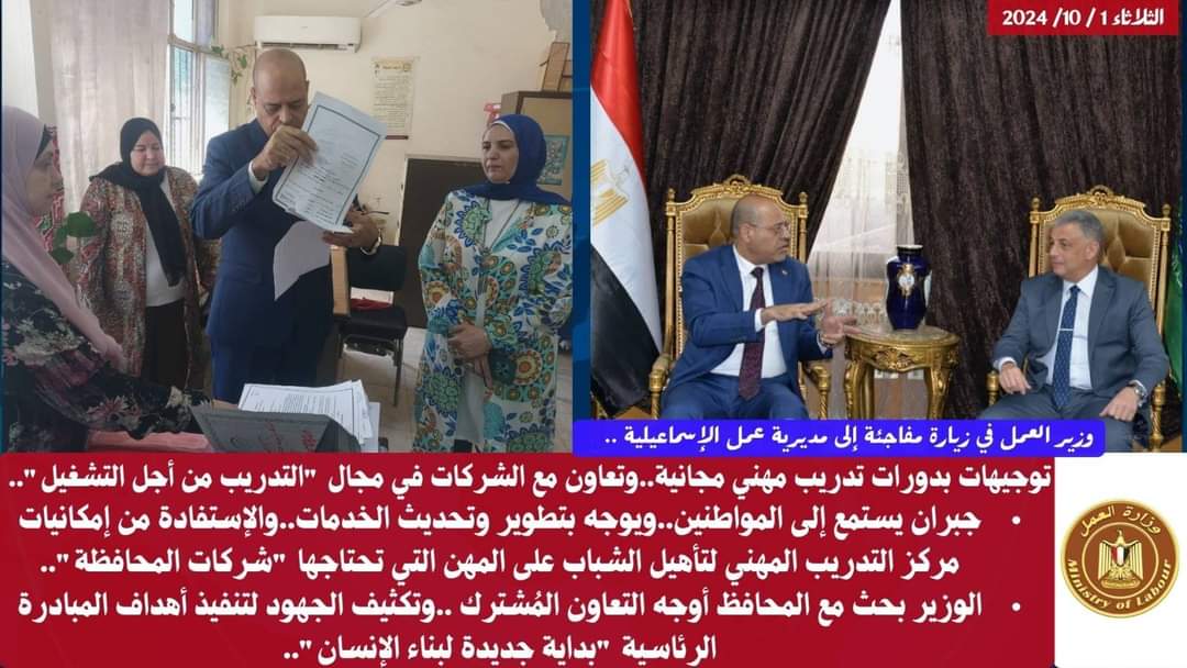 جبران يفاجئ مديرية عمل الإسماعيلية.. ويستمع للمواطنين