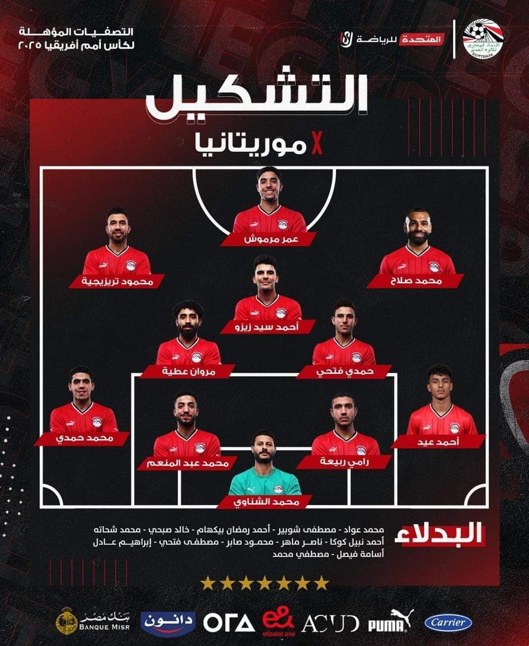 مفاجأة فى تشكيل منتخب مصر خلال مواجهة موريتانيا