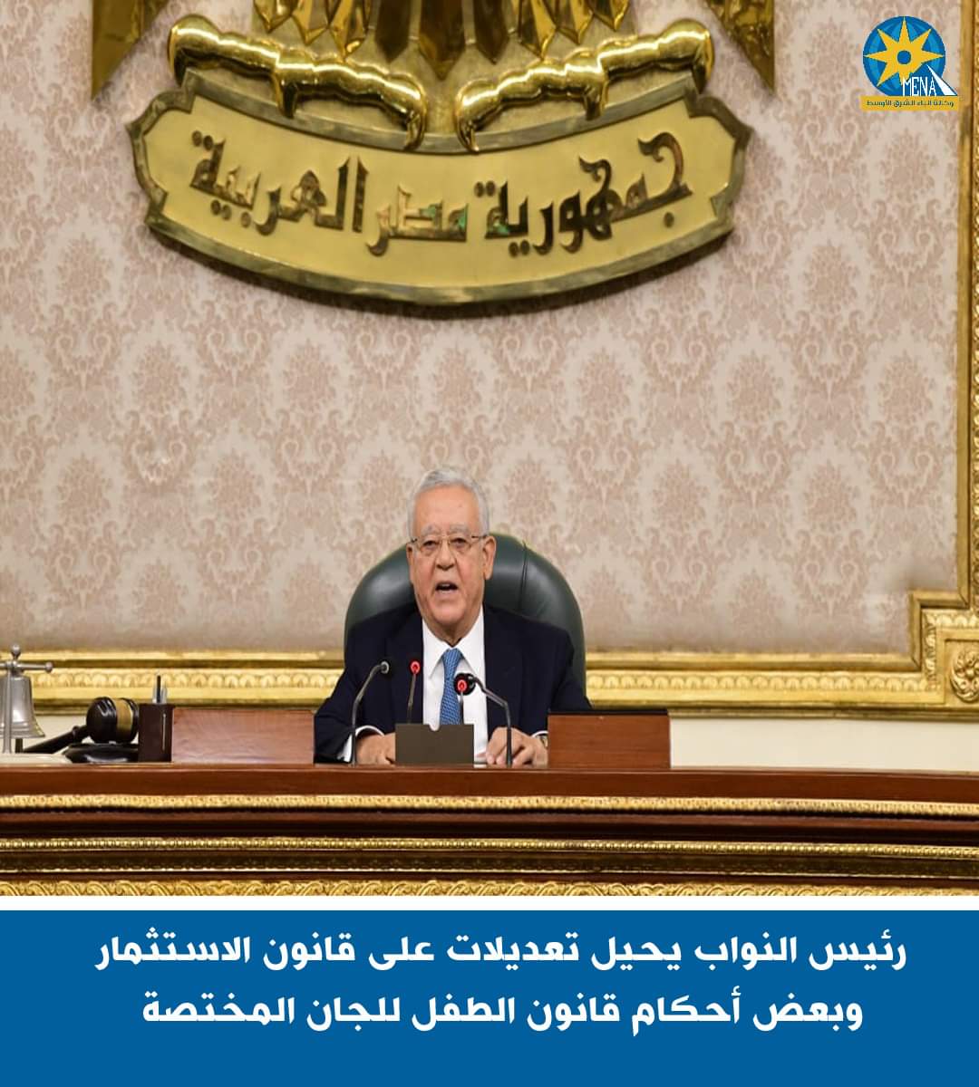 رئيس النواب : إحالة تعديلات على قانون الاستثمار وبعض أحكام قانون الطفل للجان المختصة