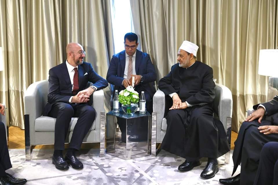 "الطيب" لرئيس المجلس الأوروبي :الأزهر خطا خطوات كبيرة للانفتاح على الآخر