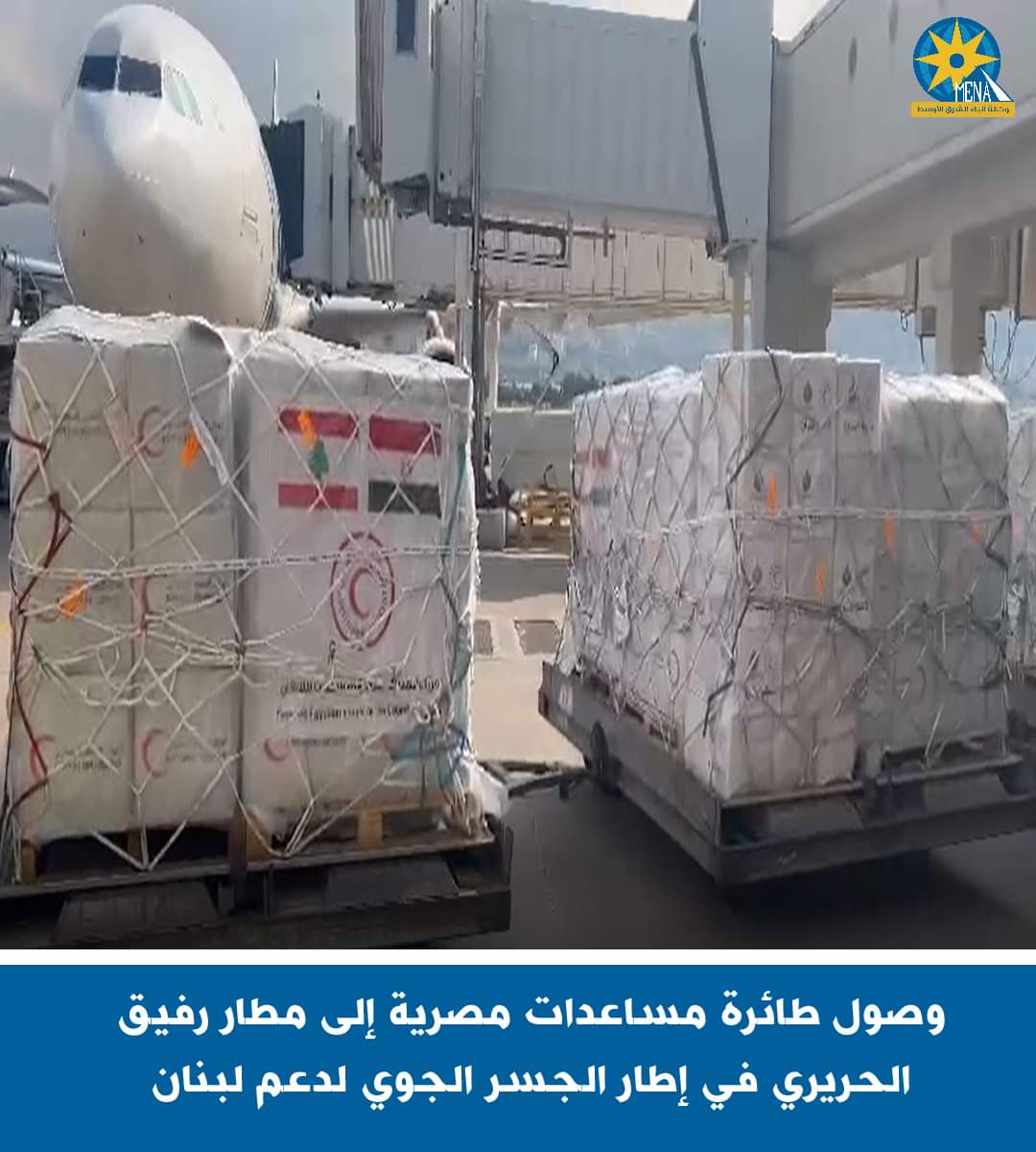 وصول طائرة مساعدات مصرية إلى مطار رفيق الحريرى