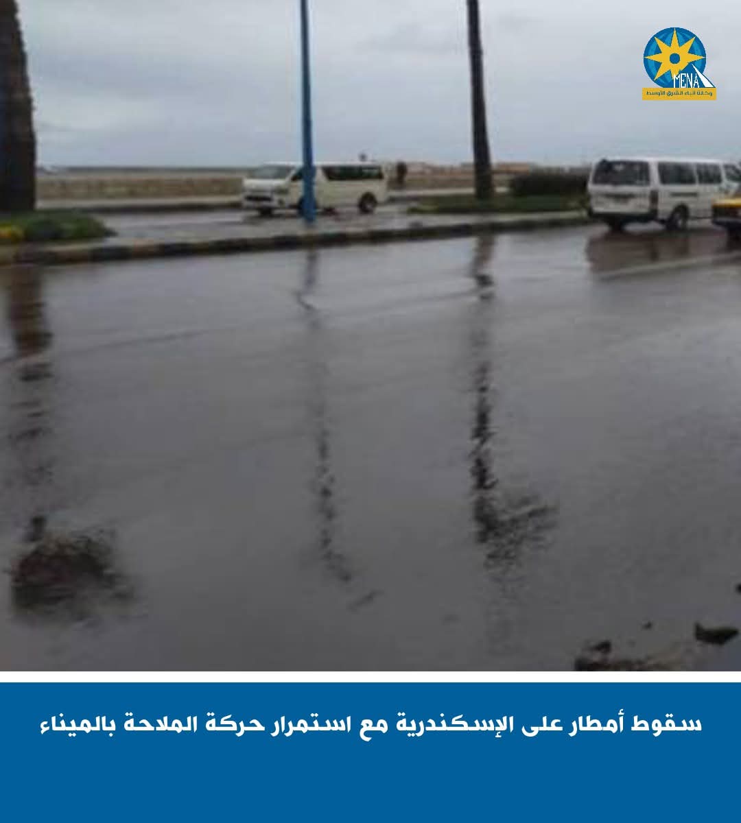 سقوط أمطار على الإسكندرية مع استمرار حركة الملاحة بالميناء